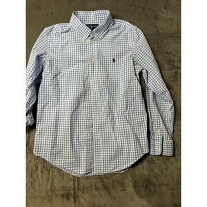 Ralph Lauren Classic Fit Men's Large Blue Gingham‎ Check LS Button Down Shirt